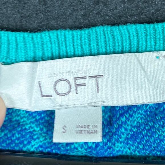 Ann Taylor Loft Womens Shirt Turquoise Geometric Diamond Cap Sleeve Modal S - Picture 6 of 12